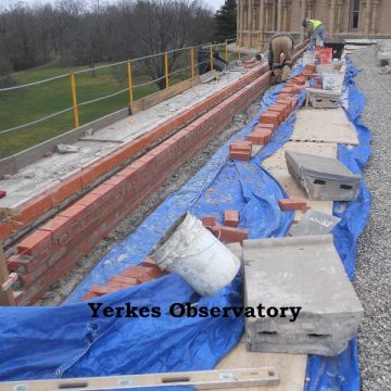 Yerkes observatory brick roof work