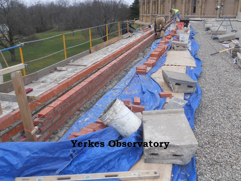Yerkes observatory brick roof work